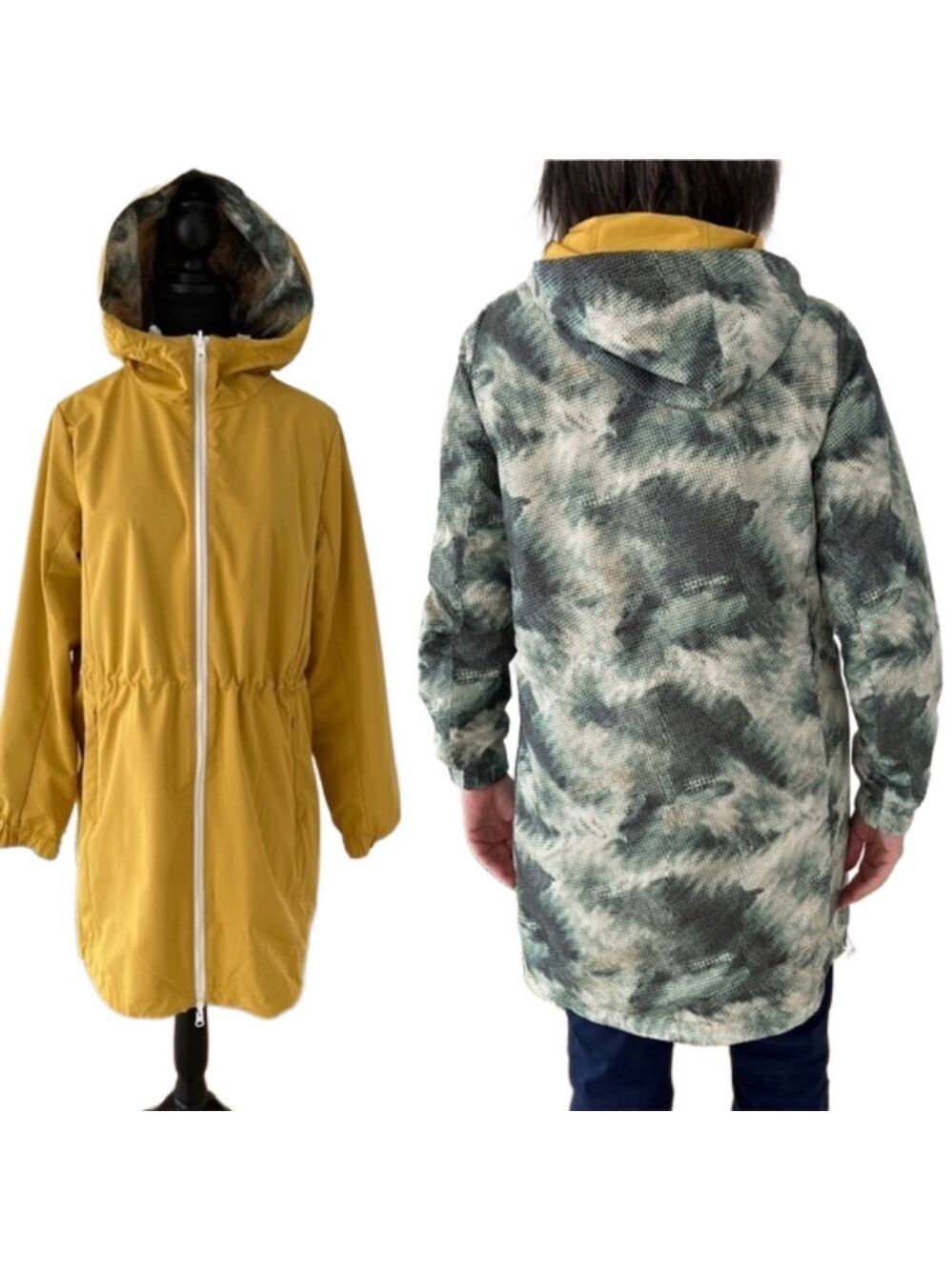 MPG Reversible Jacket Front Zip Side Pockets Drawstring Travel Casual Colourful